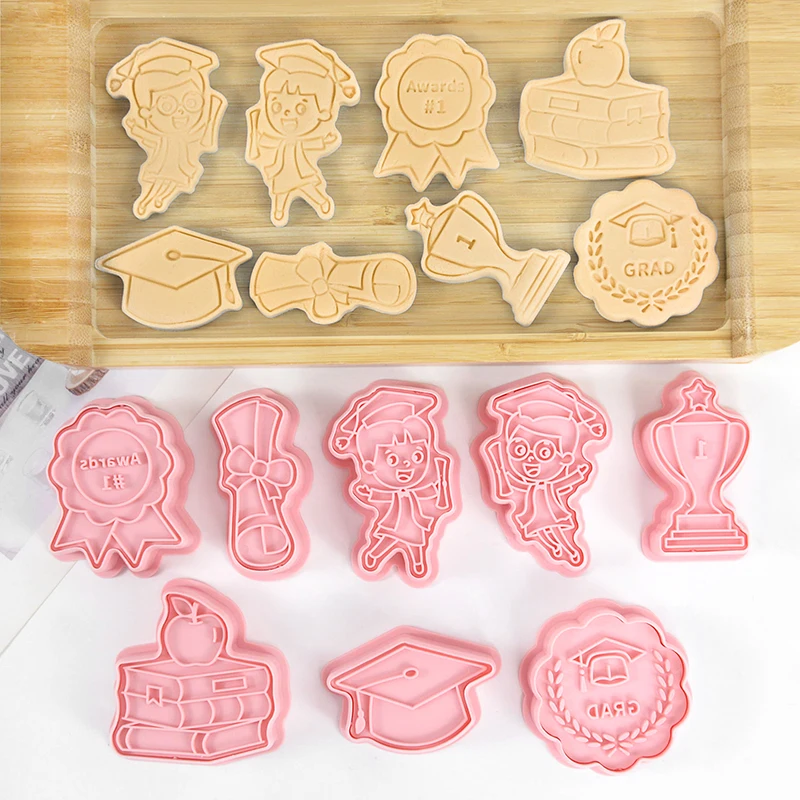 

Graduation Biscuuit Mold Doctoral Cap Diploma Scroll Pattern Fondant Cookie Cutter DIY Cake Decorating Tools for Congrats Party