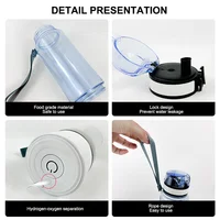 ขวดน้ําไฮโดรเจนรุ่นใหม่ เครื่องกําเนิดน้ําไฮโดรเจนที่อุดมไปด้วย + อะแดปเตอร์เสริม รูปแบบแพ็คเกจ 6