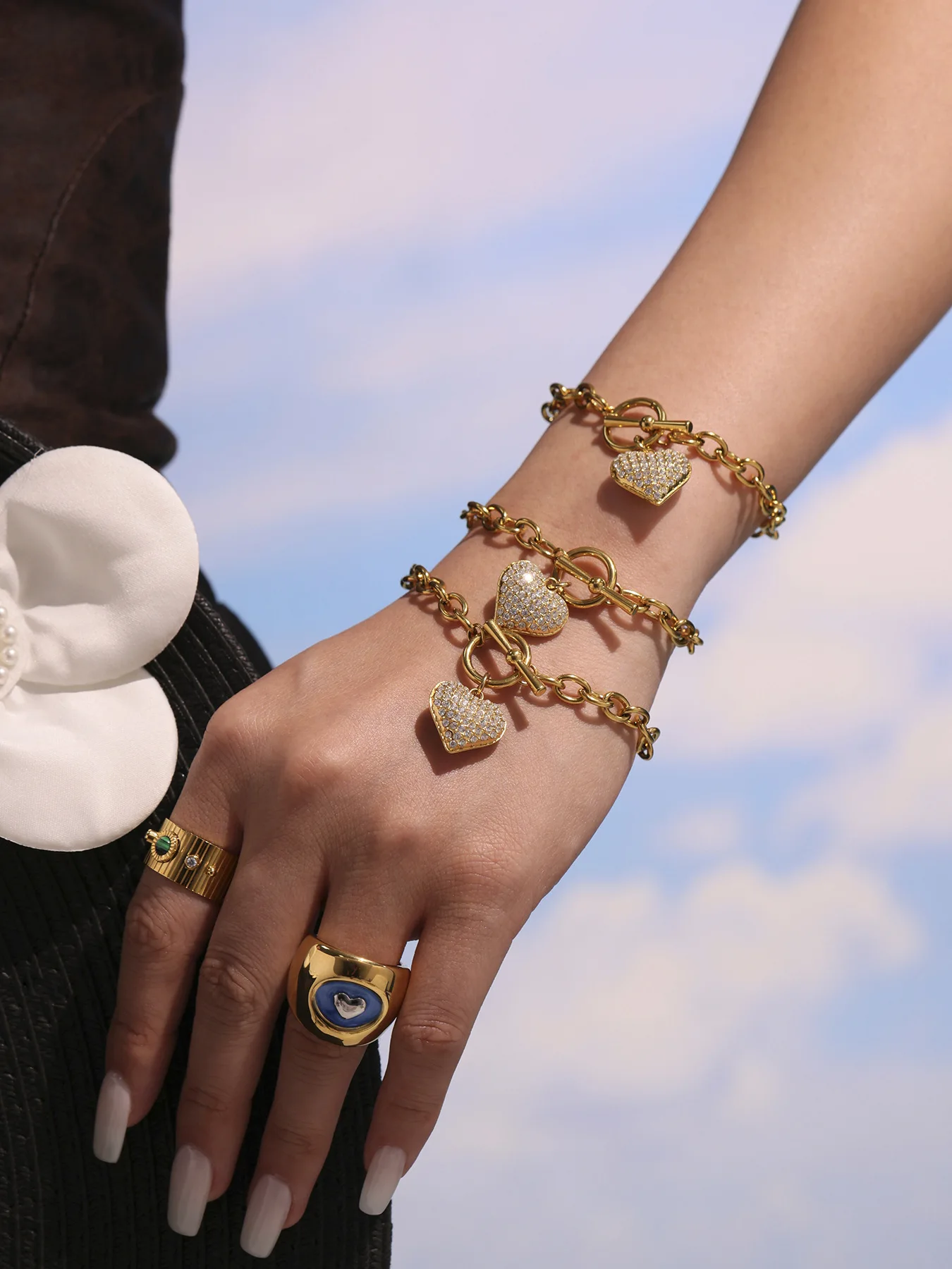 S3c05ad396bb449288dfba9c358a989d2s 316 Stainless Steel Zircon Heart Pendant Necklace Women Luxury 18K Gold-Plated Chunky Chain Bracelet Waterproof Jewelry Set Mallzona