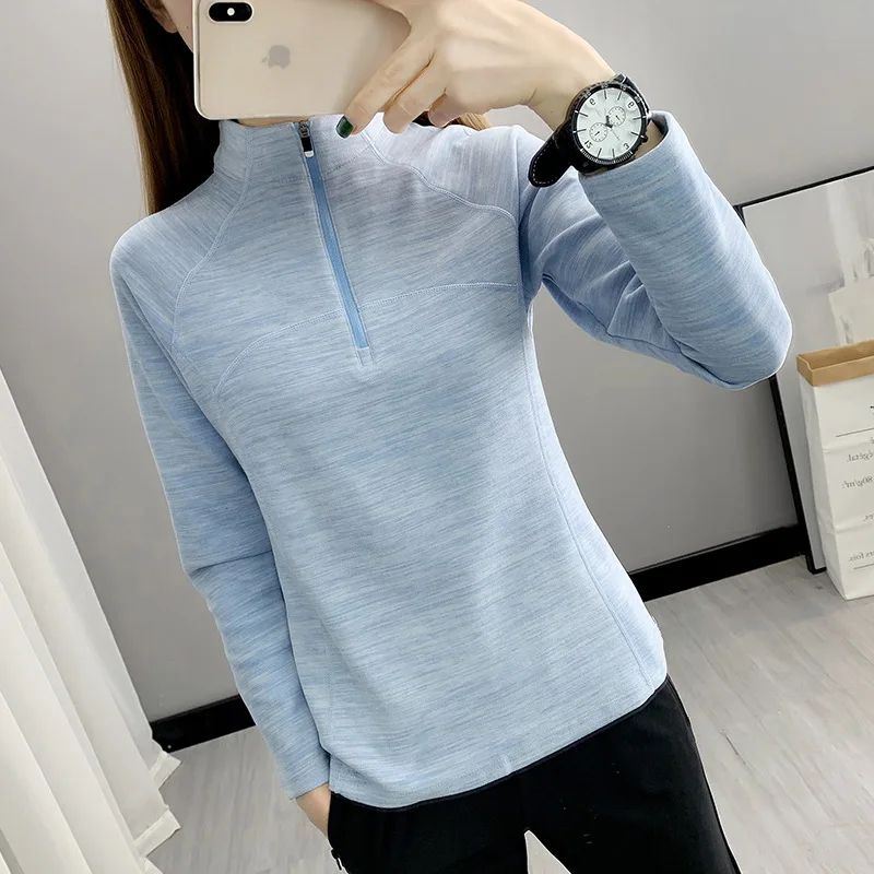 (M-4XL) Women's Lightweight Fleece Tops Camping Hiking Jacket Autumn Winter Quick-Dry Breathable Running Base Layer Shirt