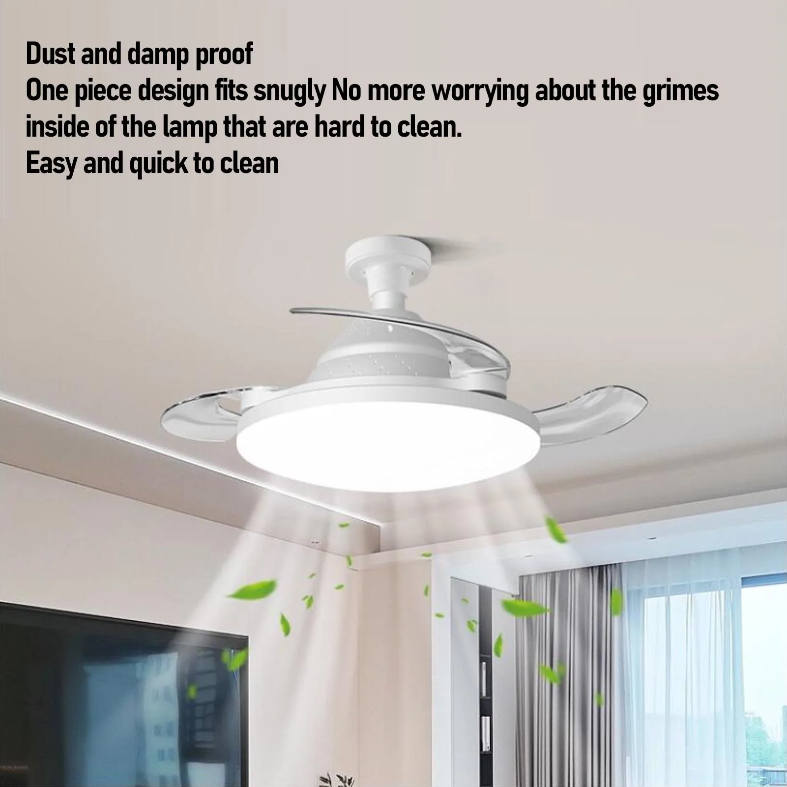 Remote Control Ceiling Fan Light E27 E26 Screw in Quiet Dimmable 3 Speed Adjustable Foldable Blades Fan Light for Kitchen