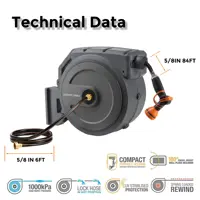 Giraffe Tools AW40 Retractable Hose Reel 5/8" x 90 ft Wall Mounted Garden Hose Reel Heavy Duty, Automatic Rewind 2