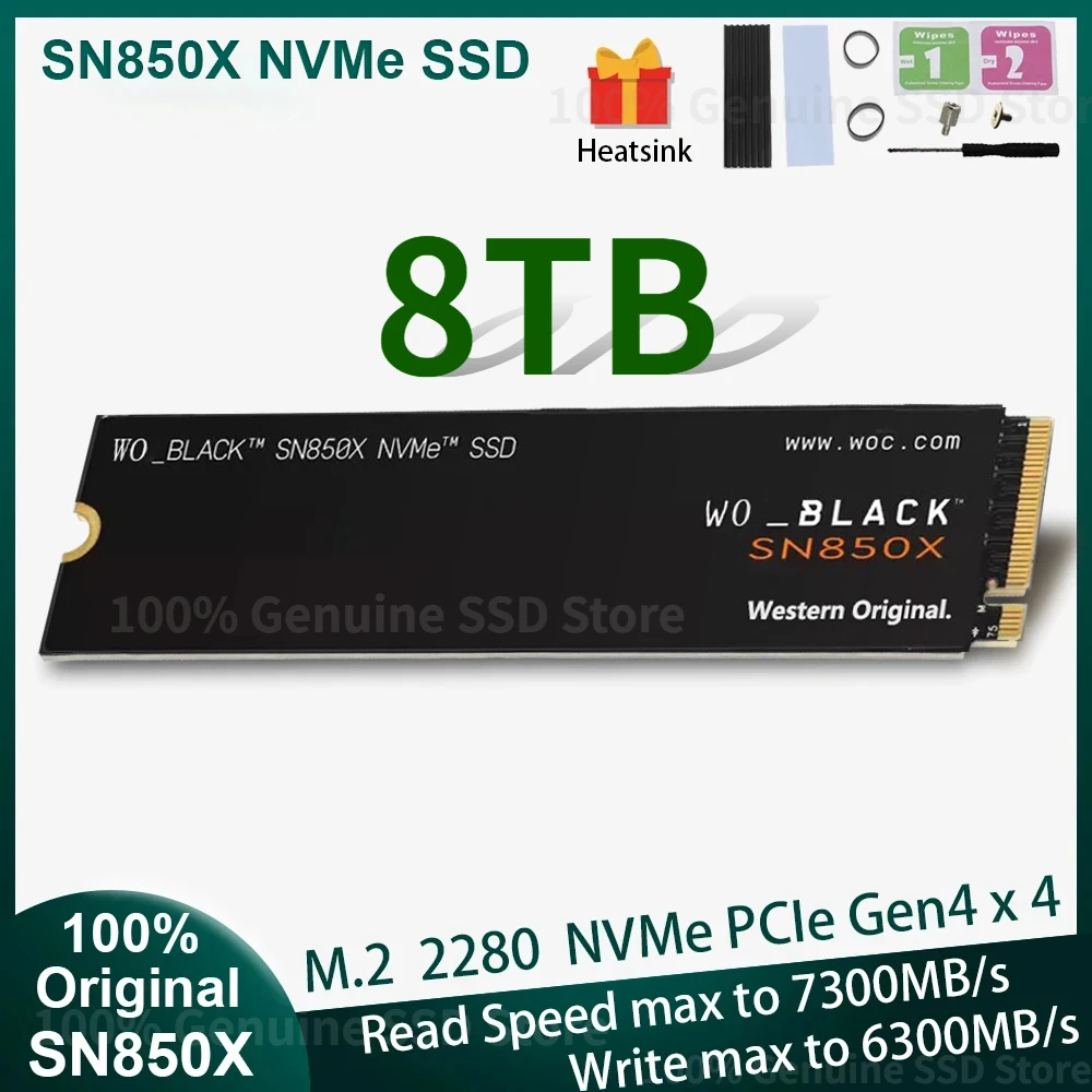 

Original SSD_BLACK SN850X NVMe 1TB 2TB 4TB Internal Gaming SSD Solid State Drive Gen4 PCIe M.2 2280 Up to 7,300 MB/s for PC Mac