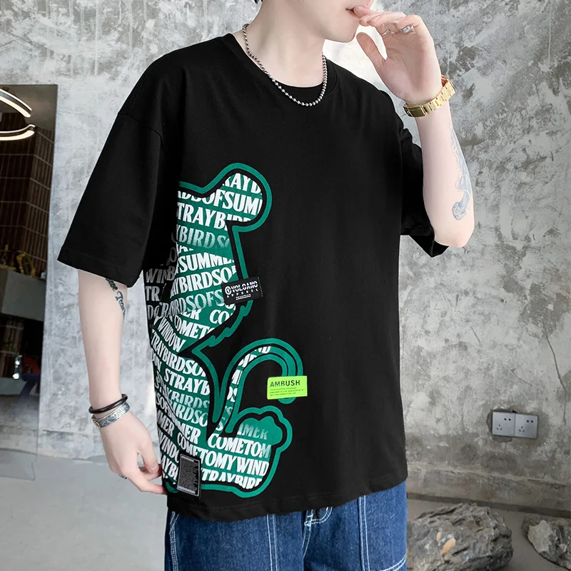 

Футболка мужская хлопковая в стиле панк, Классическая Повседневная Уличная одежда свободного покроя, топ с коротким рукавом, Молодежная рубашка, размеры до 4XL, лето 2023