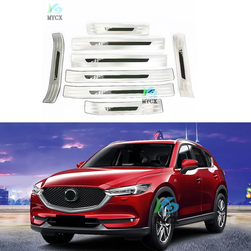 

FIT For Mazda CX5 CX-5 CX 5 2017 2018 2019 Door Sill Scuff Plate Welcome Pedal Stainless Steel Car Styling Car Accessories 8PCS