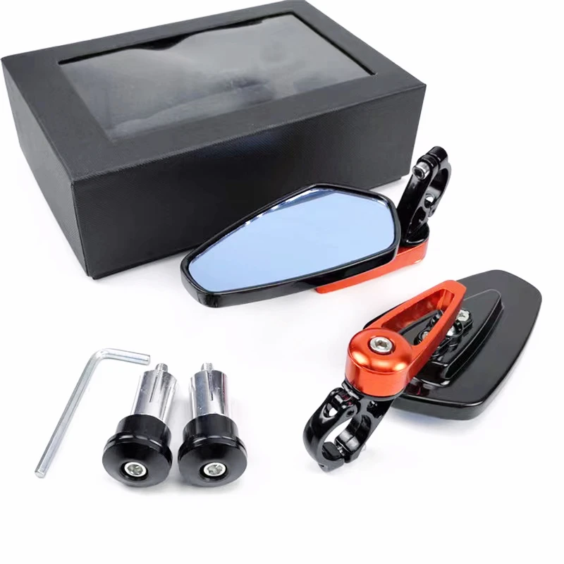 KATUR Motorcycle 8MM 10MM Handlebar End Mirrors Rear View Mirror Motorbike Black Edge Cut Blade Style Carbon Rear Mirrors Compatible With Honda Yamaha Suzuki Kawasaki