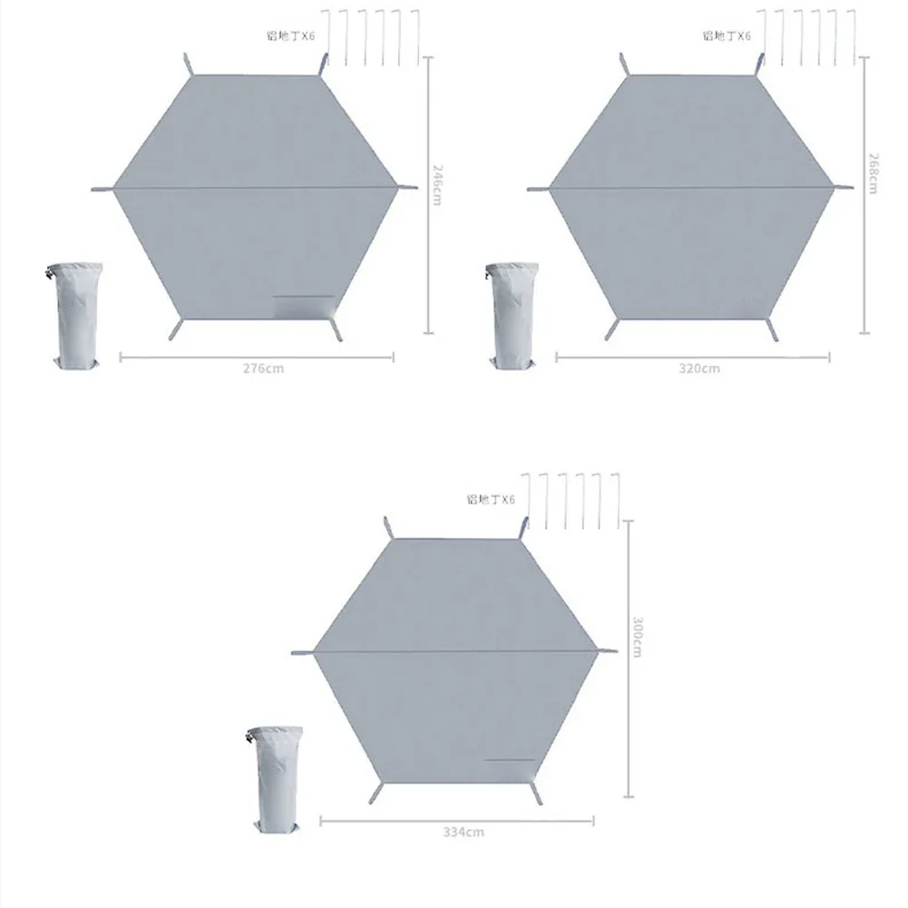 Hexagonal Tent Tarp Waterproof Hexagonal Ground Cloth Ground Sheet Mat For Camping Hiking Picnic Backpacking With Ground Nails 2