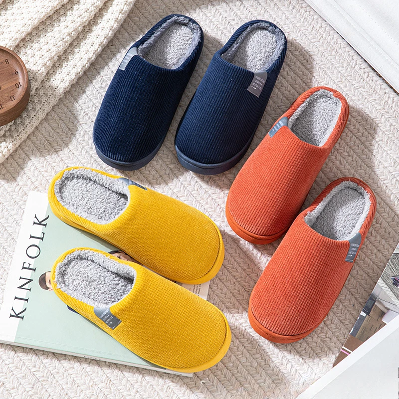 Winter Hot Sale Cotton Plush Thick-soled Slippers Women Men Indoor Outdoor Wear Soft Thick Non-slip Warm Cotton Slippers 2