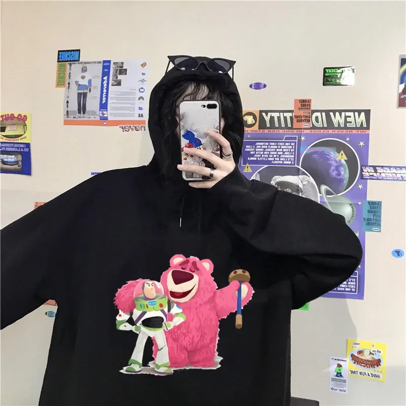 

Women's Hoodie Toy Story Hoodies Printing Cartoon Strawberry Bear Loose Sweatshirt Spring/Autumn Women Tops Cute Clothes