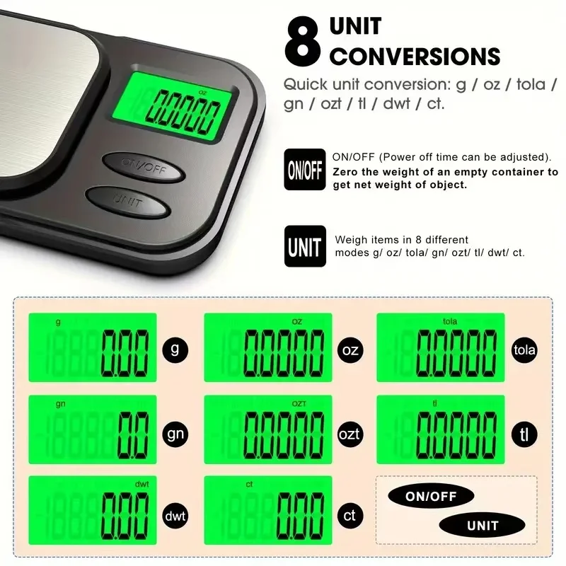 Mini Electronic Scale with LCD Backlit Display 0.01g Precision Portable Push Button Keyed Weighing Scale for Jewelry Herbs