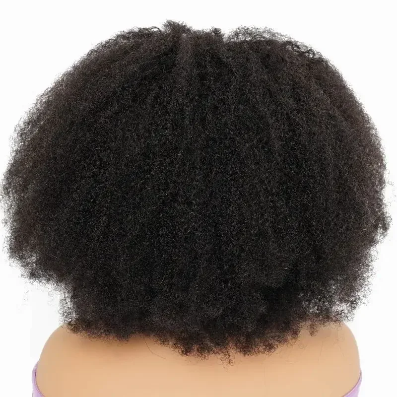 Human Hair Wig 250% Density Headband Afro Kinky Curly For Women No Glue Machine Made Full Wig