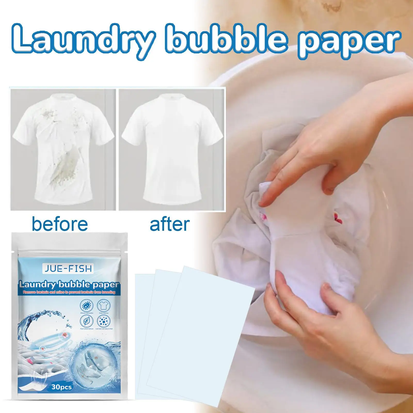 Laundry Detergent Tablet Washing Paper Sheets 30 for Washing Clothes