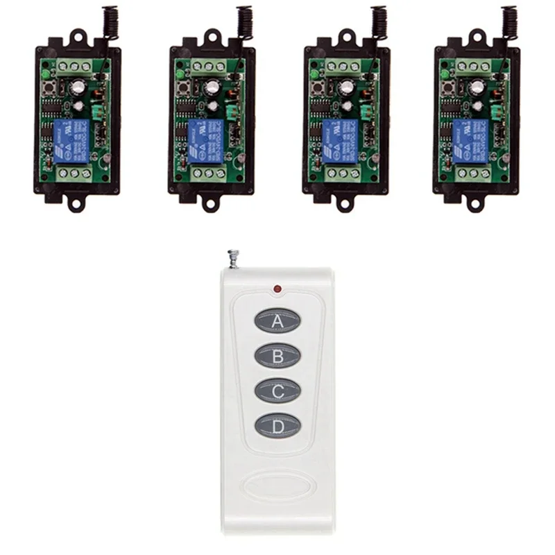 

12v Power Button DC9V 24V 1 Control 4 Channel RF Wireless Remote Control Computer Access Lock Fan Equipment Receiver Transmitter