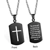 Cross Bible Men's Necklace with ''Be Strong and Courageous ''Dog Tag Pendant Religious Jewelry 24Inch Chain 2