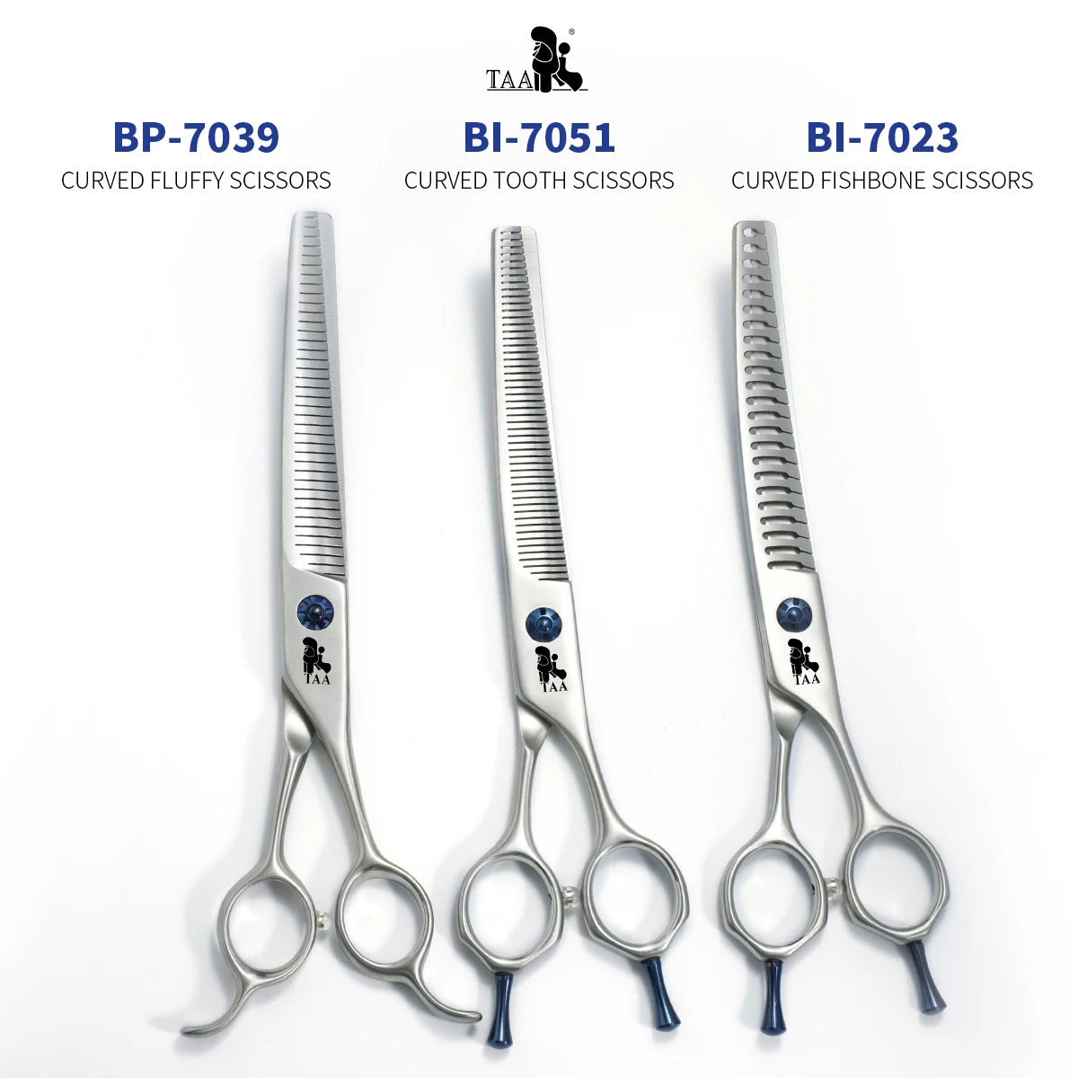 TAA Professional Pet Scissors Grooming Scissors Dog Curved Dog Shears and Serrated BI-7023 / BI-7051/BP-7039