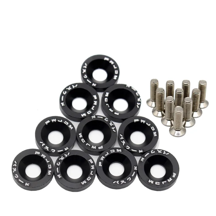 Car Aluminum Washer M6 Colourful Anodized Countersunk Head Bolt Washers Gasket JDM Racing for Honda BMW Toyota Nissan 10PCS/Lot