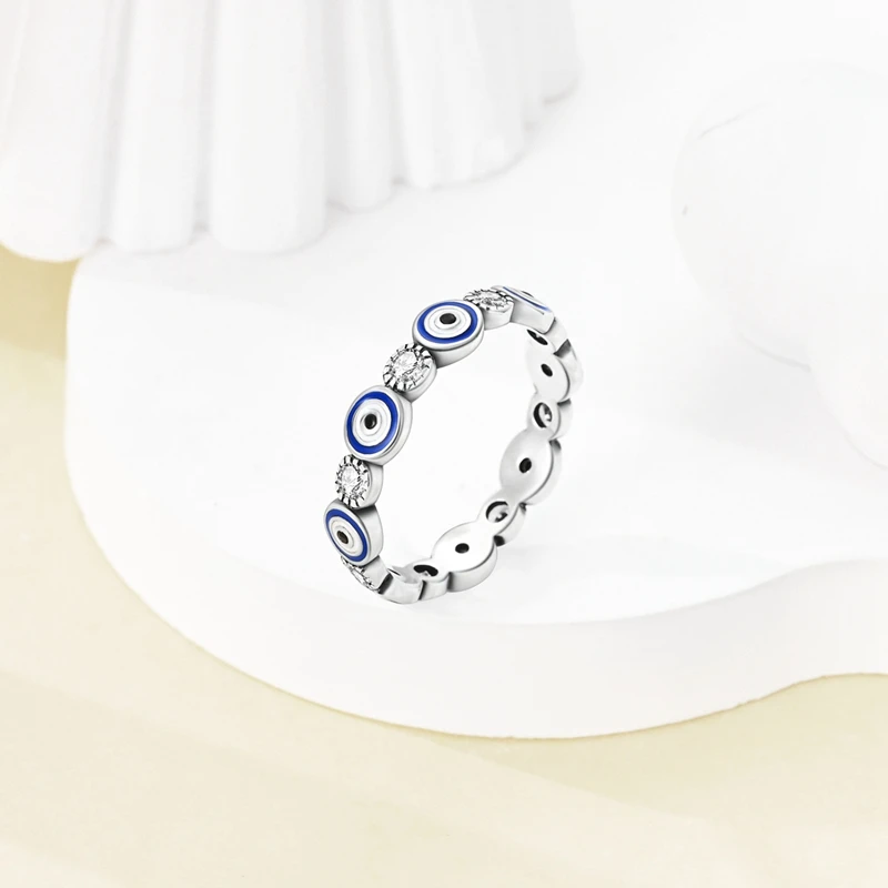 Silver Ring Spring 925 Sterling Silver Palm Evil Eye Heart Shaped Zircon For Women Birthday Jewelry Gift
