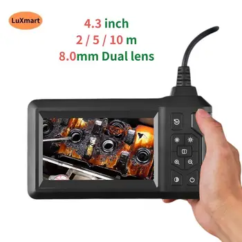 4.3 Inch HD Digital Handheld 8.0MM Dual Lens Endoscope Camera with Light IP67 Waterproof hard Wire for Automotive Drain Wall 1