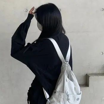 오토바이 자루 배낭 간단한 복고풍 부드러운 가죽 대용량 멀티 백 기능 조절 어깨 토트 백