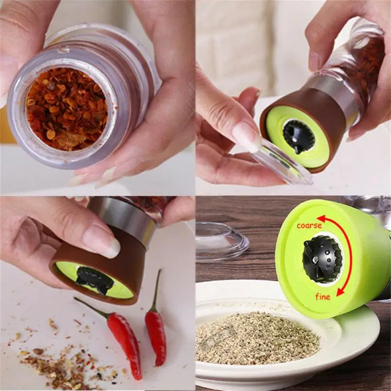 Salt And Pepper Mill Manual Food Grinders Spice Jar Containers Kitchen Gadgets Spice Bottles Glass Household Cooking Tool images - 6