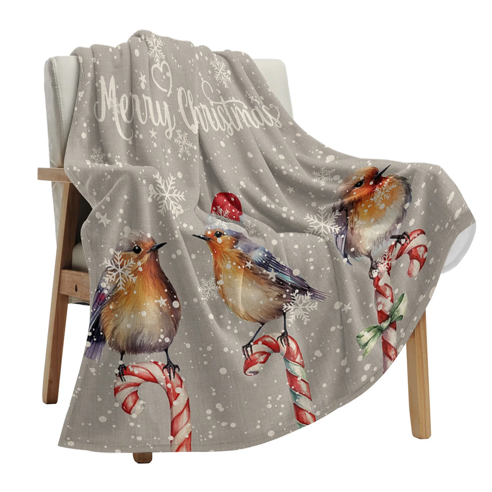 

Christmas Snowflake Watercolor Robin Throw Blanket Christmas Blanket Soft Plush Warm Sofa Throw Blanket Holiday Gifts