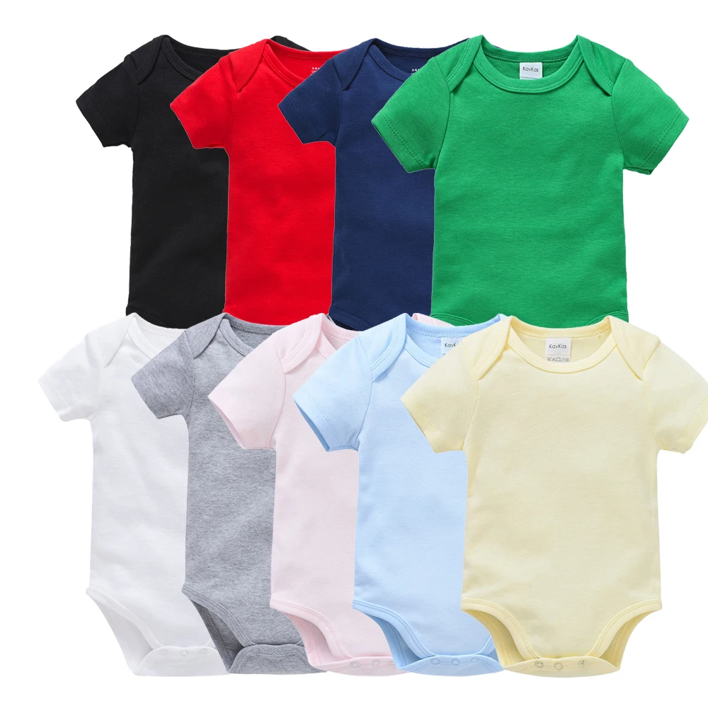 Kavkas 3PCS 5PCS Baby Boys Girls Clothes Solid White Short Sleeve Cotton Baby Bodysuits body bebe 0-24 months Newborn Jumpsuit baby bodysuit cotton romper