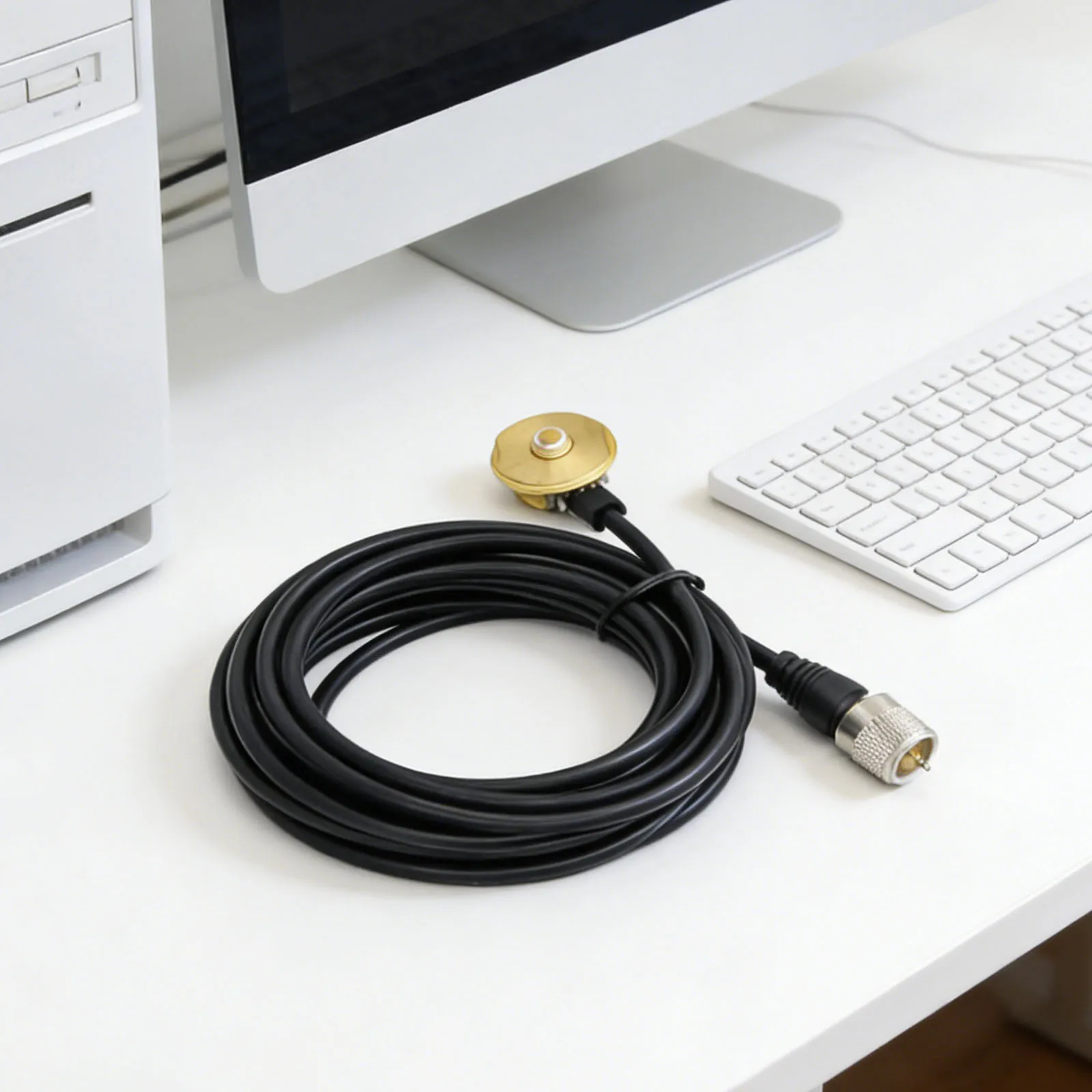 3/4인치 홀 마운트 NMO 안테나 마운트 16피트 PL259 남성 RG58 순수 구리 동축 케이블 (VHF/UHF/CB 햄 라디오 안테나용)