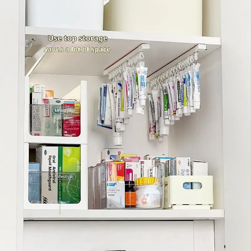 1PC Plastic Hanging Ointment Storage Rack Space Saving Large Capacity Lotions Storage Clip With Slide Rail Headband Holder