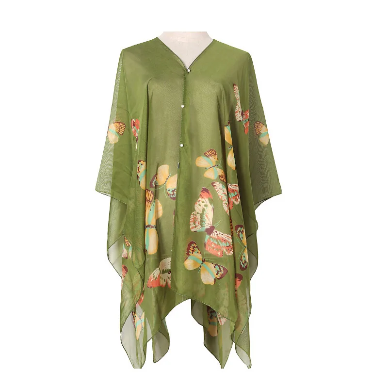 Women's Chiffon Beach Cover-Up – Sun Protection Shawl & Bikini Sarong Wrap