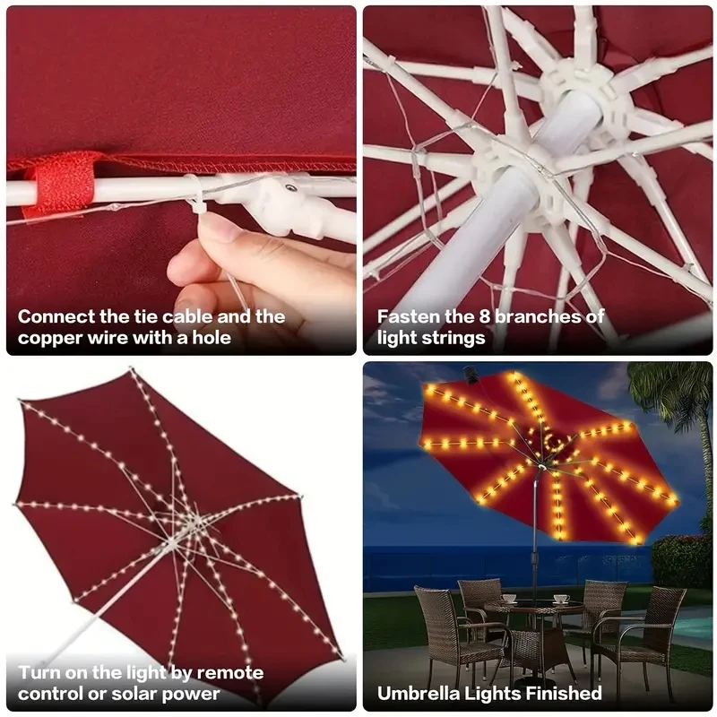 104 LED Umbrella String Light 8 Modes Waterproof Solar String Lamp Outdoor Lighting Beach Garden Decoration patio umbrella lights