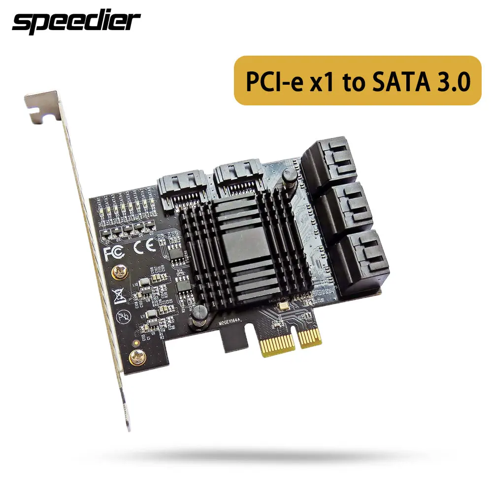 

Переходная карта PCIe X1 на 8 портов SATA 3,0 JMB575