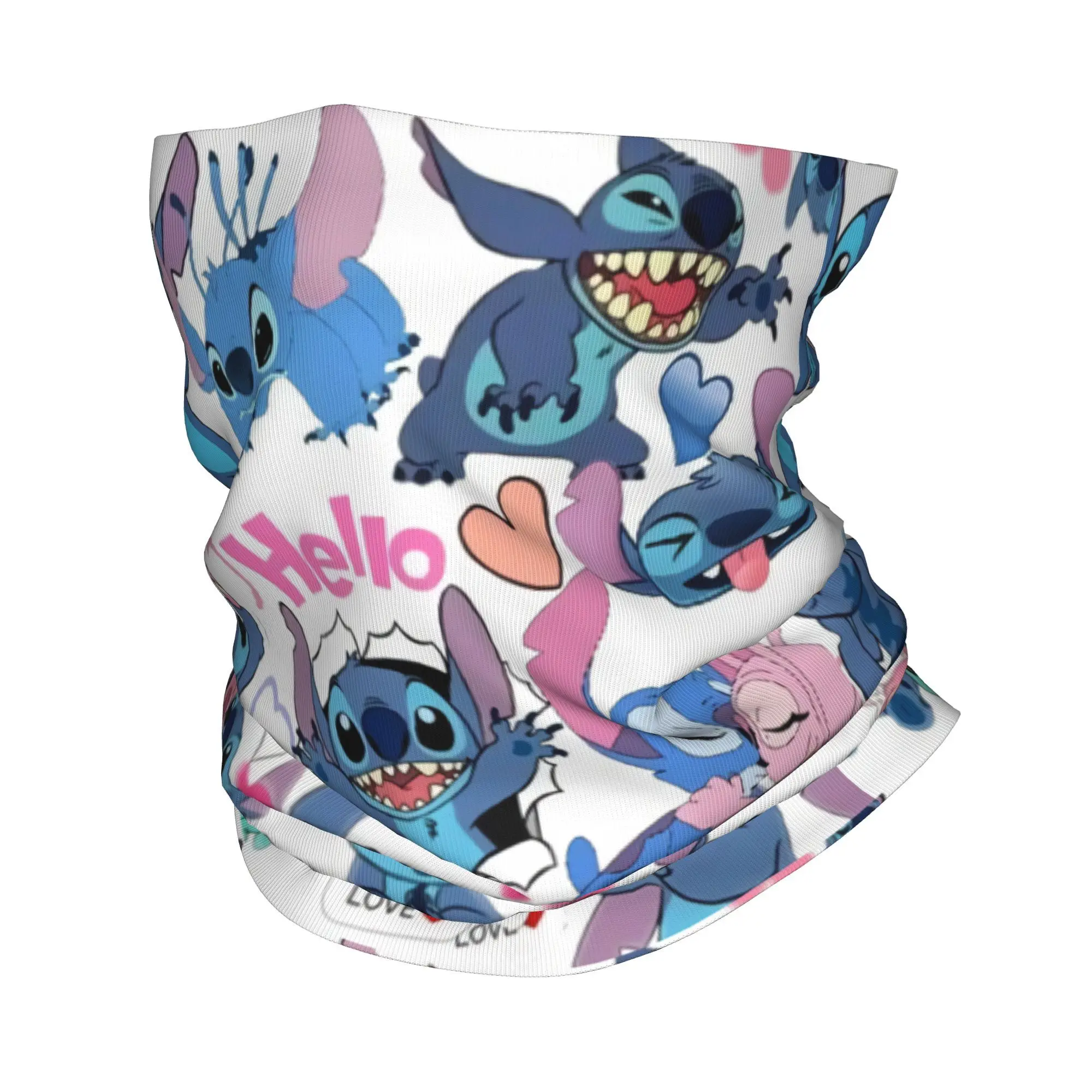 Cycling bandana neck wrap bandana headscarf cotton bandana neck gaiter bandana neck cover multifunctional bandana Stitch Love Cartoon Bandana Neck Warmer Women Men Winter Ski Hiking Scarf Gaiter Face Cover