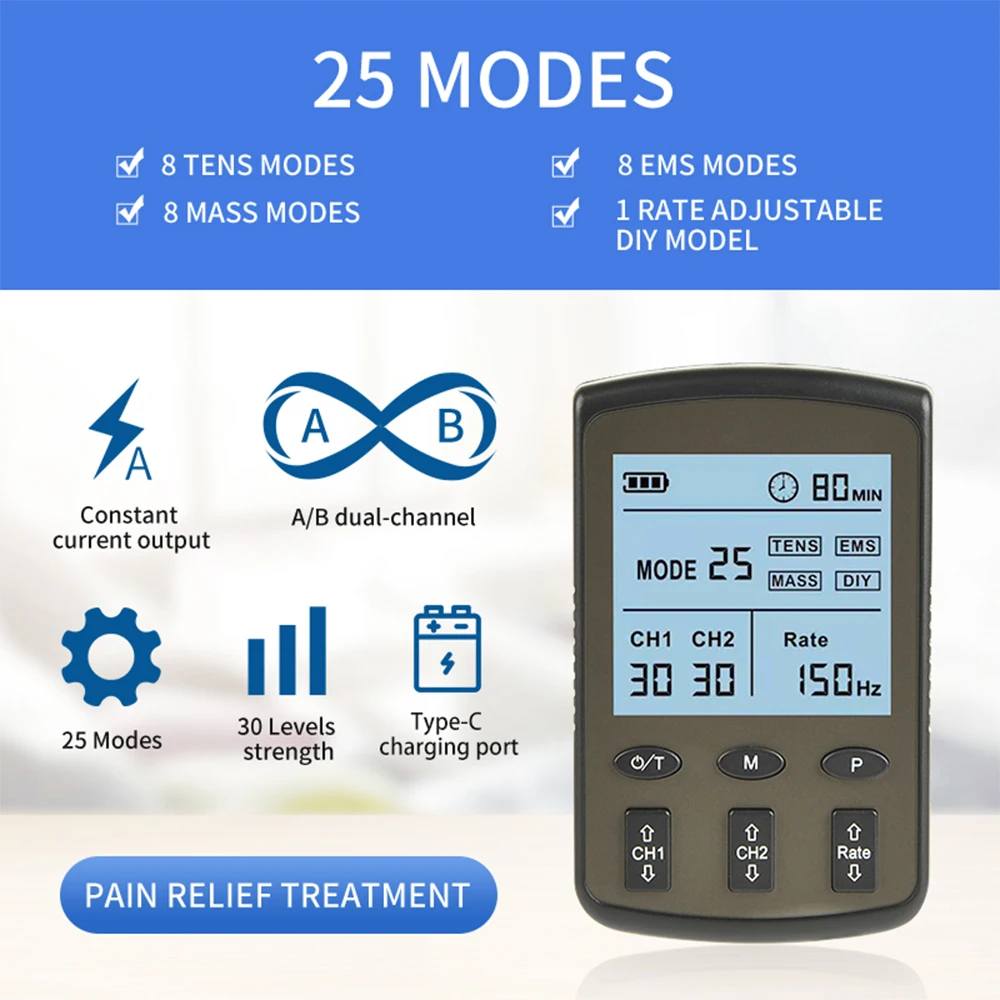 25 Mode Muscle Electro Stimulator Therapy Massager