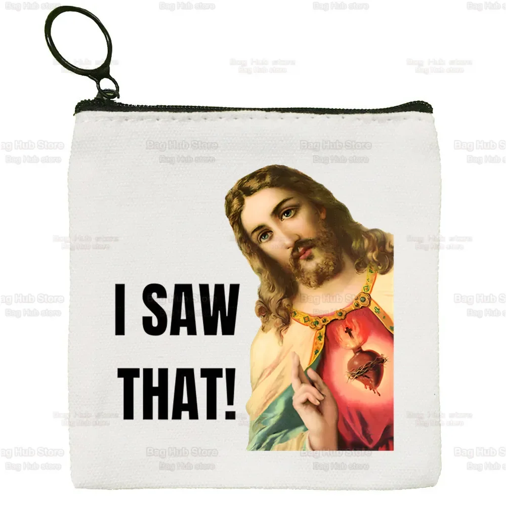

Jesus Cute Key Bag Mini Clutch Small Purse I Saw That Simple Coin Purse Female Student Canvas