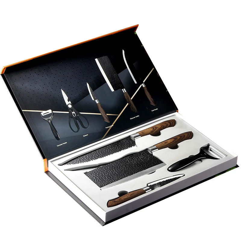 Kitchen Knives Set Stainless Steel Forged Chef Knife Cheap Scissors Shear  Peeler Tools Chef Slicer Nakiri Paring Knife Gift Case - AliExpress