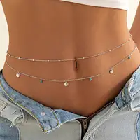 Summer New Boho Minimaliste Multicouche Taille Perles Pour Femmes Mode Géométrique Paillettes Sexy Corps Ventre Chaîne Bijoux Accessoire 2