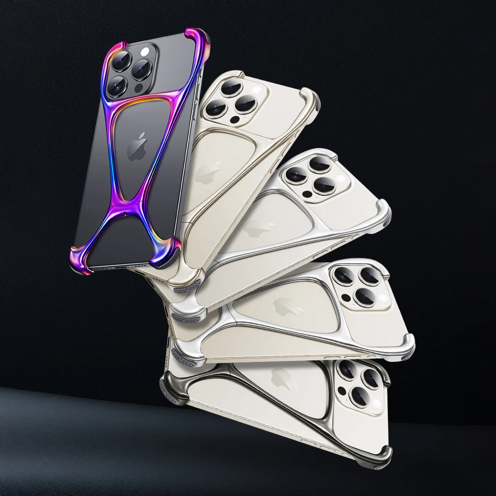 

Металлический чехол из цинкового сплава для телефона iPhone 13 14 15 Pro Max 15 Pro, яркий бампер для телефона без рамы, металлический ударопрочный чехол