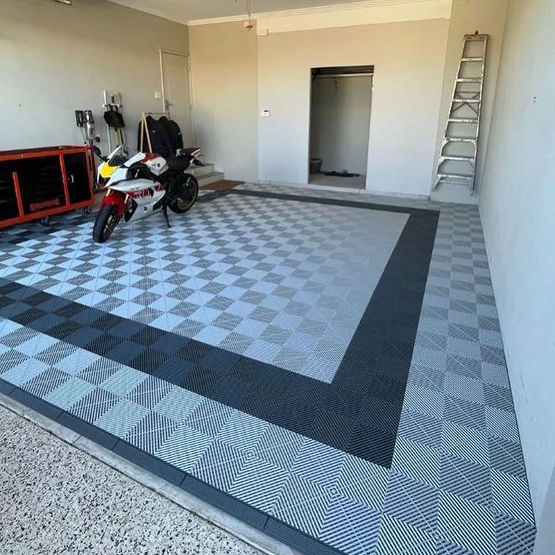 

High Strength Auto Garage Tiles 15.75x15.75 inch Non Slip Plastic Interlocking Garage Floor Tiles Car Wash Floor Mat