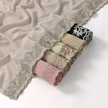 Flower Embroidery Chiffon Hijab 1