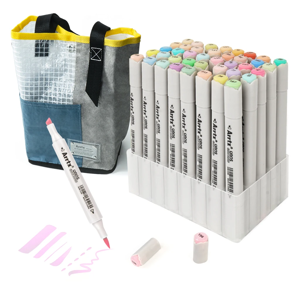 Arrtx OROS 40 Pastel Colors Brush Markers Set Alcohol-based Stable and  Durable Ink Permanent for Anime Illustration Design