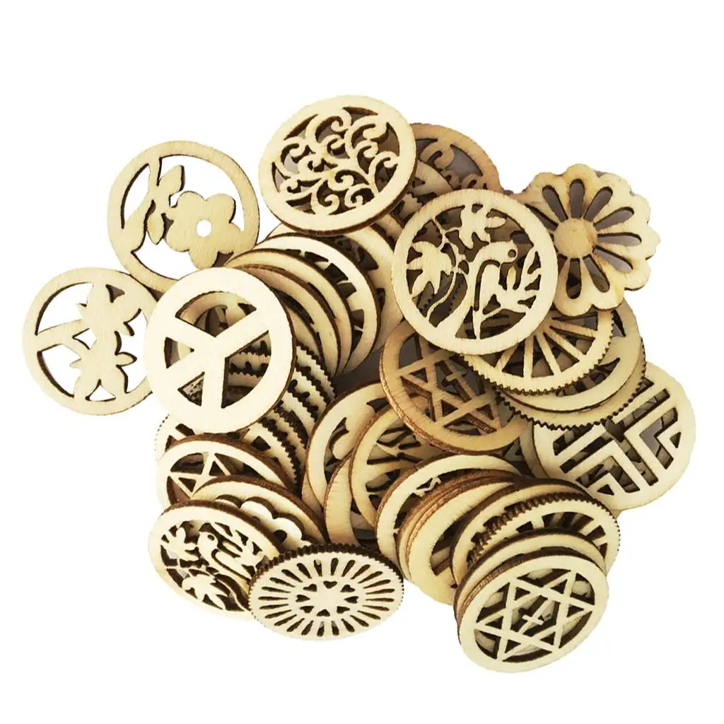 

100 Pieces Wooden Round Shape Wooden Embellishments for Making
