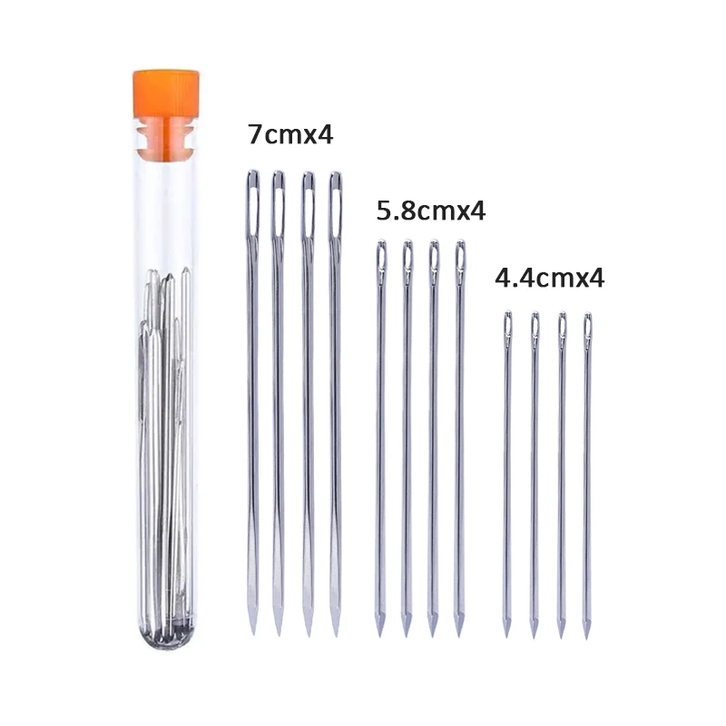 Kit 12 Pezzi Aghi Per Cuoio E Pelle - Set Riparazione Tappezzeria Con Aghi Triangolari, Curvi, Ditali E Infila Aghi