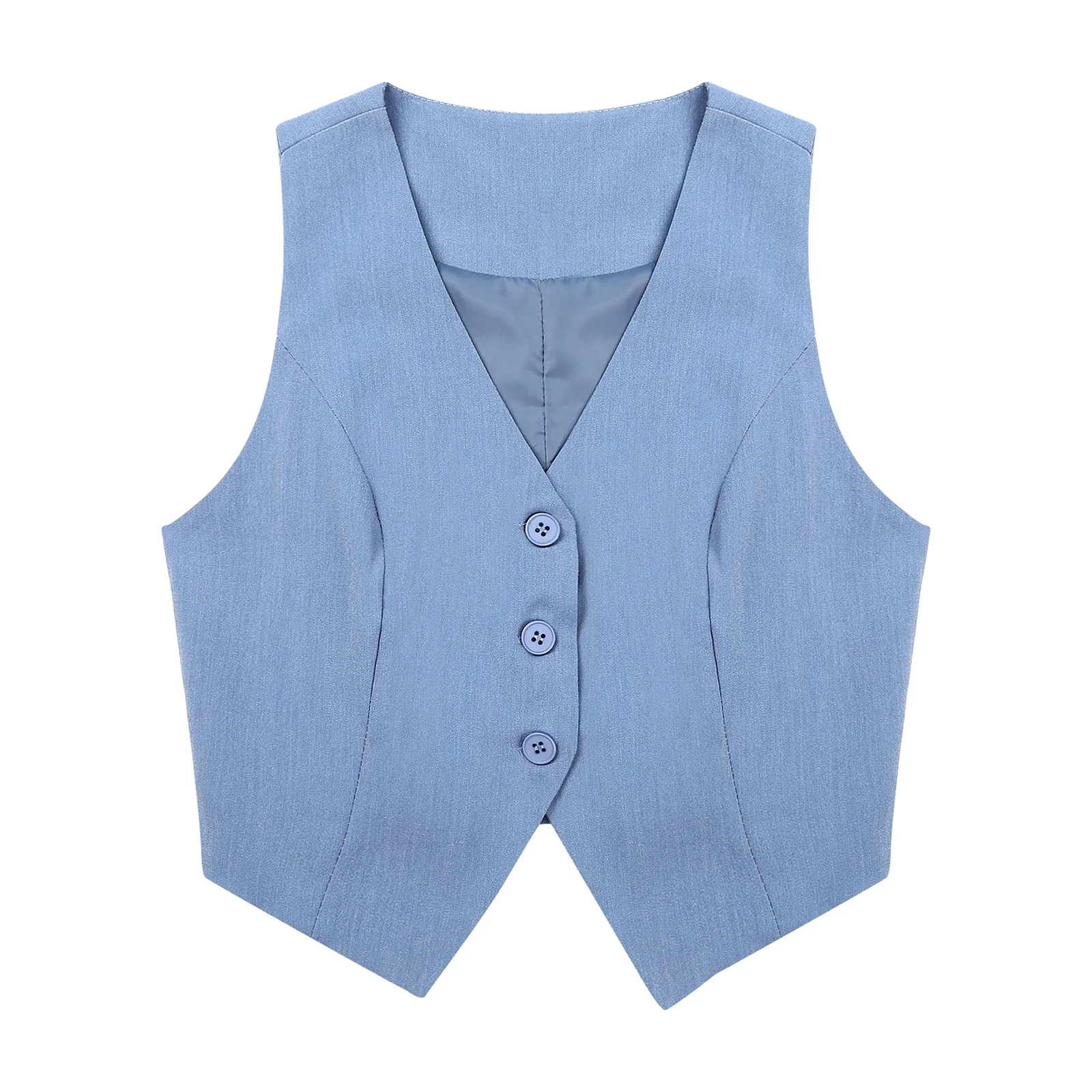 Vests for Womens Stylish Crop Top Waistcoat V Neck Sleeveless Three-Button Vest OL Lady Solid Color Tank Top Business Workwear