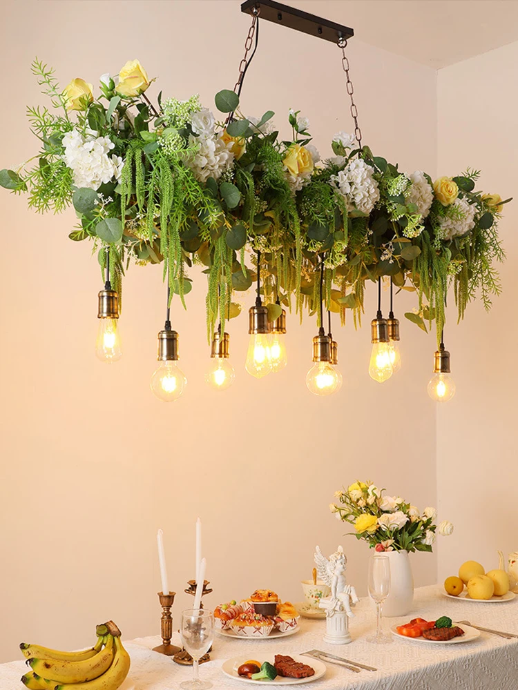 

Скандинавская светодиодная креативная подвеска в виде растений для сада, люстра в виде зеленых растений для ресторана, простая пасторальная атмосфера, Подвесная лампа в виде цветка