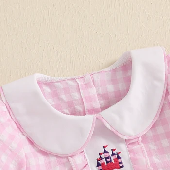 Adorable Baby Girl Romper with Floral Embroidery and Ruffled Collar for Stylish Summer Outfits - Cute Infant Jumpsuit 2