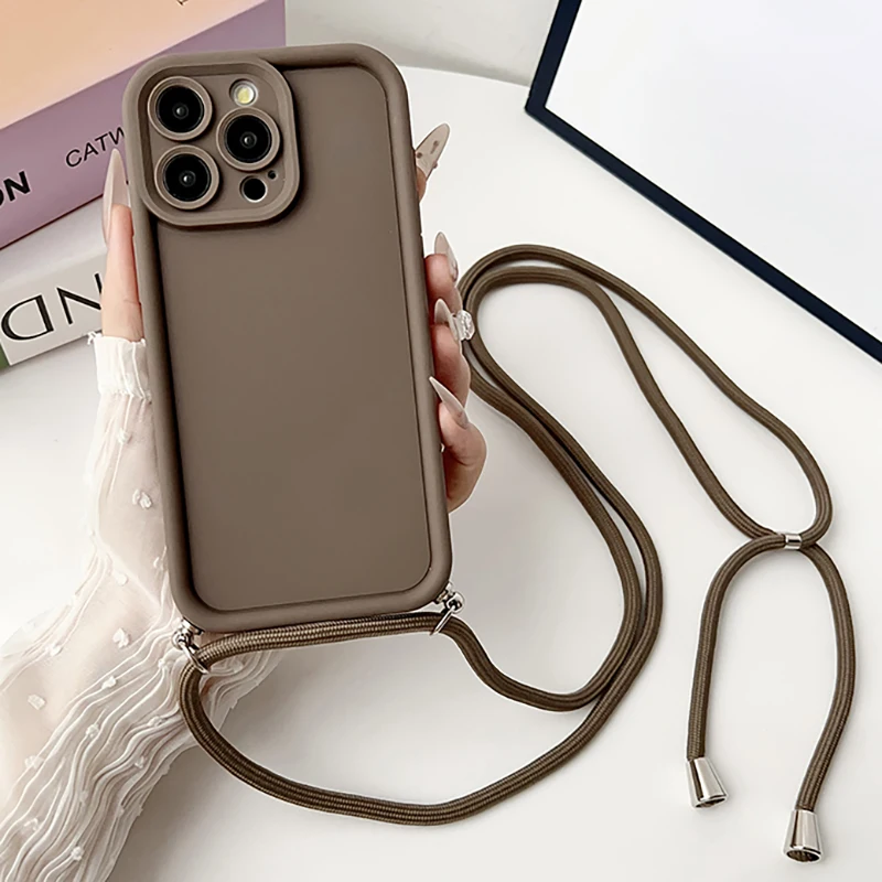 Elegant Crossbody Silicone Phone Case with Adjustable Strap