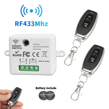 RF 433 MHz Interruttore di telecomando senza fili Smart Home 110 V 220 V 10A Mini Controller Relè ON/OFF Trasmettitore Interruttori della luce da parete