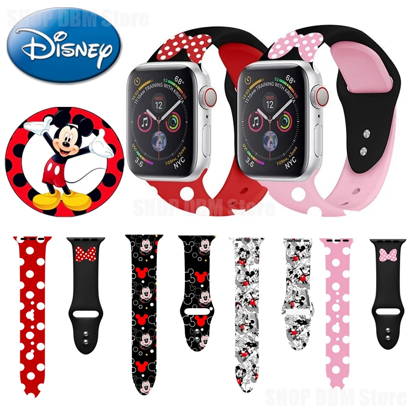 Disney Mickey Mouse Apple Watch Band for IWatch Strap 1 2 3 4 5 6 Anime  Bracelet 38 40 42 44mm Luxury Canvas Replace Wristband - AliExpress