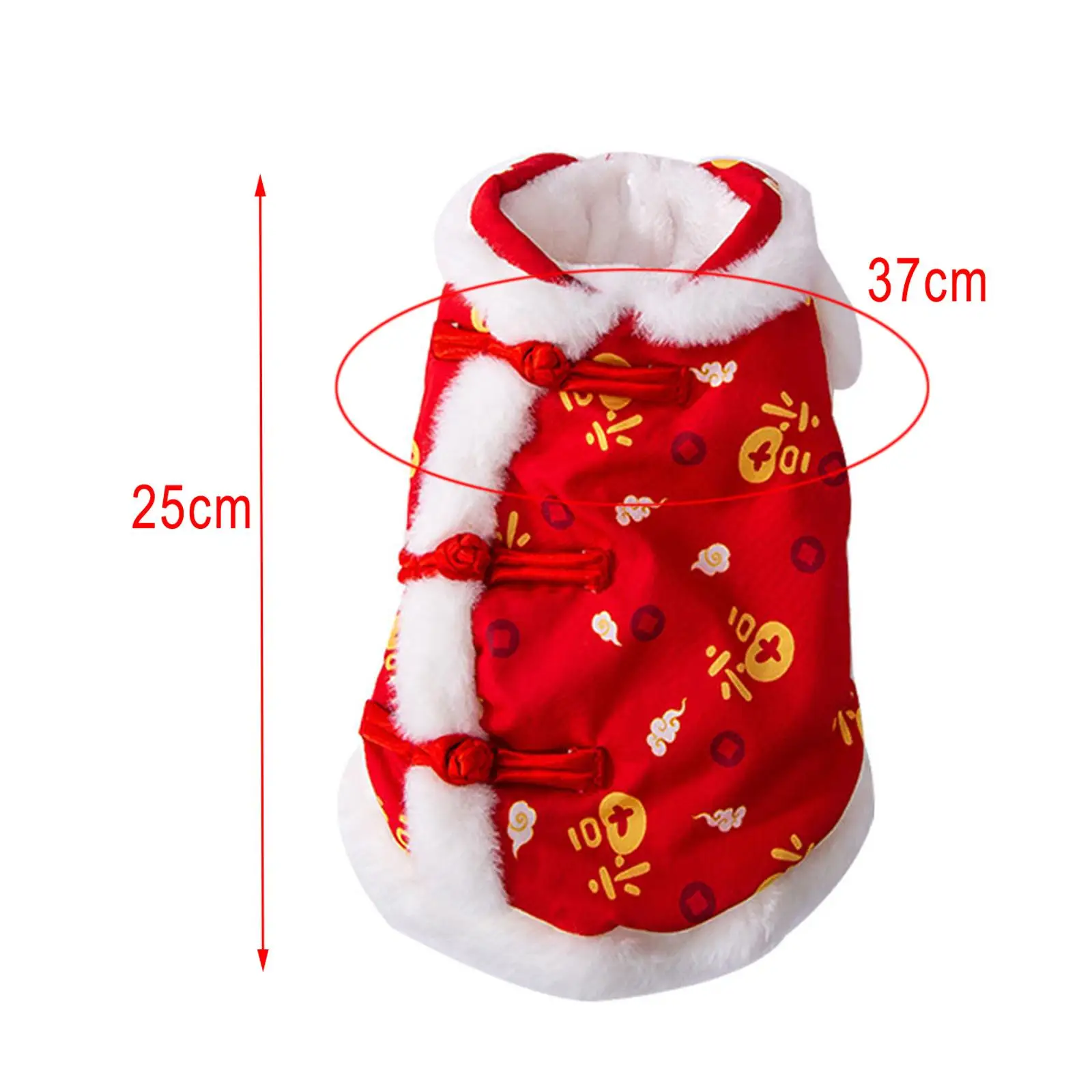 Dog Tang Suit with A Scarf Easy to Wear Outfits Comfortable Red Pet Dog Costume for Pet Gifts Cosplay Celebration Party S Code