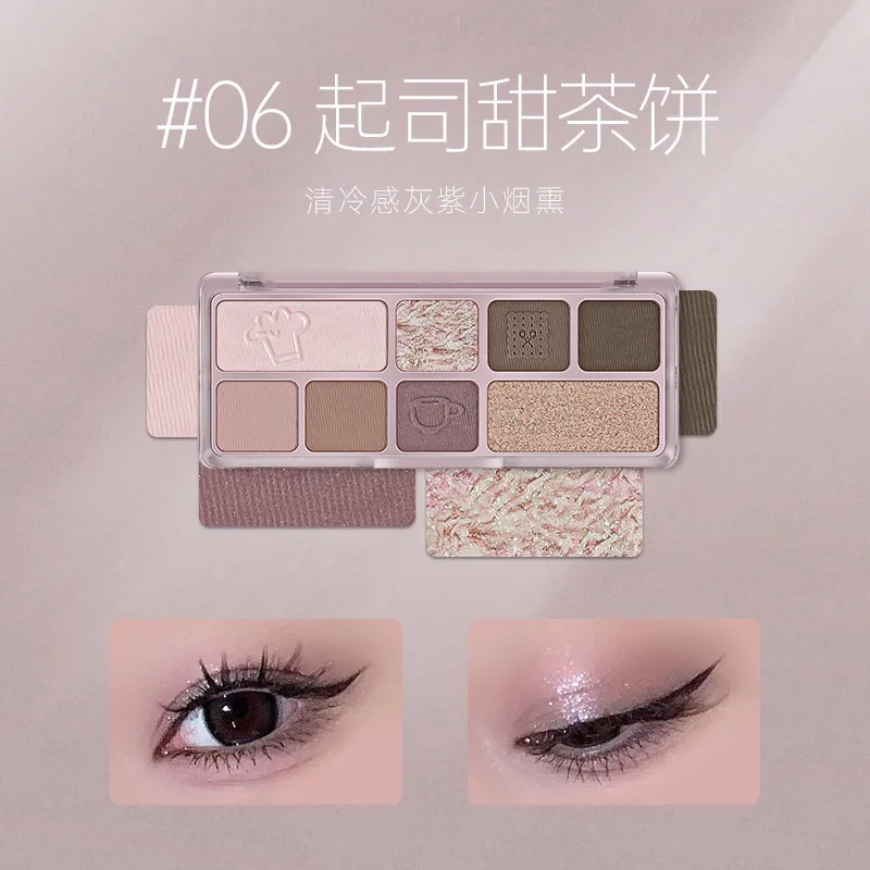 Shedella 8 Colors Punk Smokey Matte Glitter Eyeshadow Palette Shimmer Eye Shadow Makeup Palette Cool Toned Gray Black Eye Pigmen